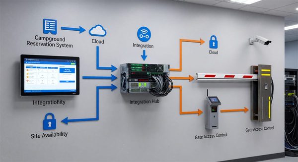 Diagram showing integration between campground reservation system and gate access control