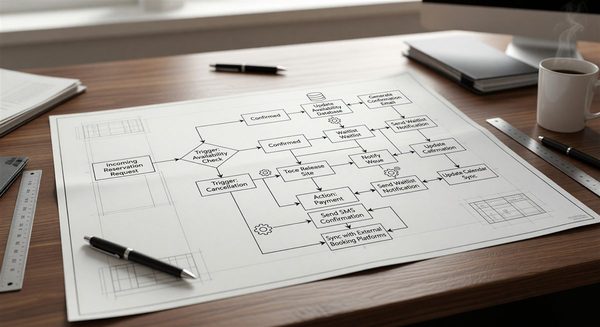 Workflow diagram showing automated campground reservation triggers and actions
