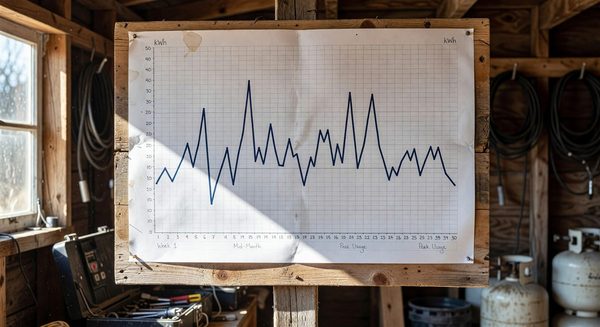 Graph showing electrical demand peaks at a campground facility over a billing period