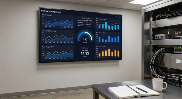 Energy management dashboard showing real-time campground electrical consumption