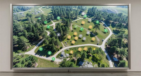 Interactive digital campground map showing site locations, amenities, and availability