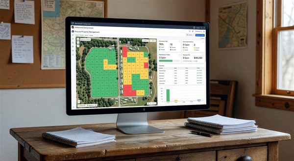 Campground property management software interface on desktop computer